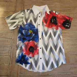 Bleecker & Mercer Shirt Mens Medium Floral Short Sleeve Button-Up Cotton